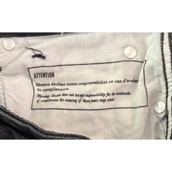 Sezane Denim High Rise Button Fly Brut Jeans in Black Gray Size 28 - Picture 13 of 13